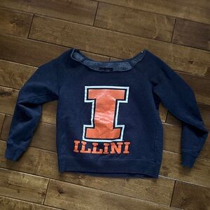 PINK Victoria's Secret Navy and Orange Illini Sweatshirt